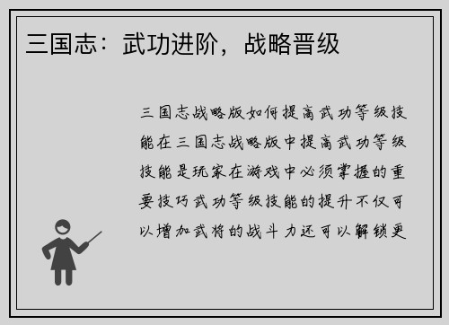 三国志：武功进阶，战略晋级